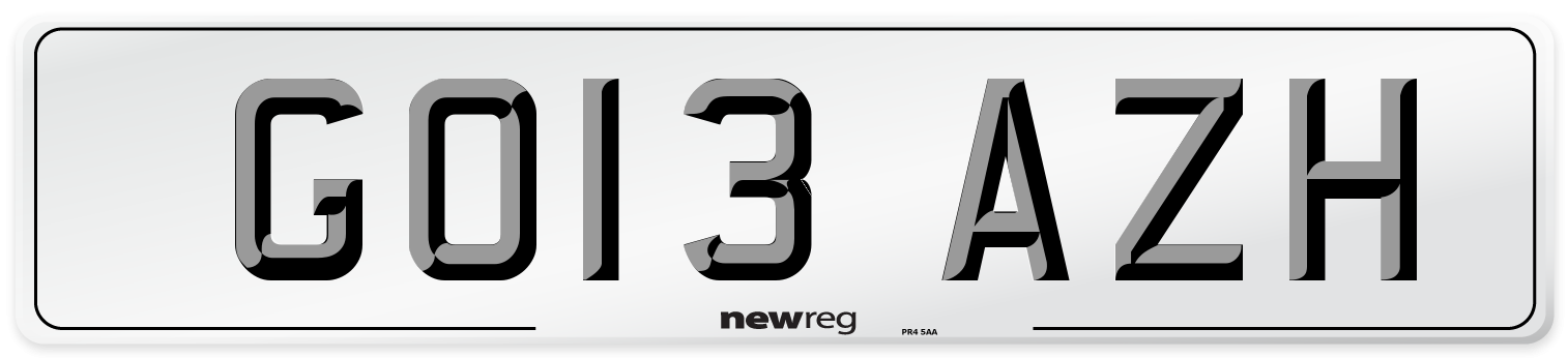 GO13 AZH Number Plate from New Reg